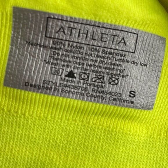 Nearly New! Athleta Neon Yellow Gray Trim Racerback Sports Bra - Small - Picture 6 of 8